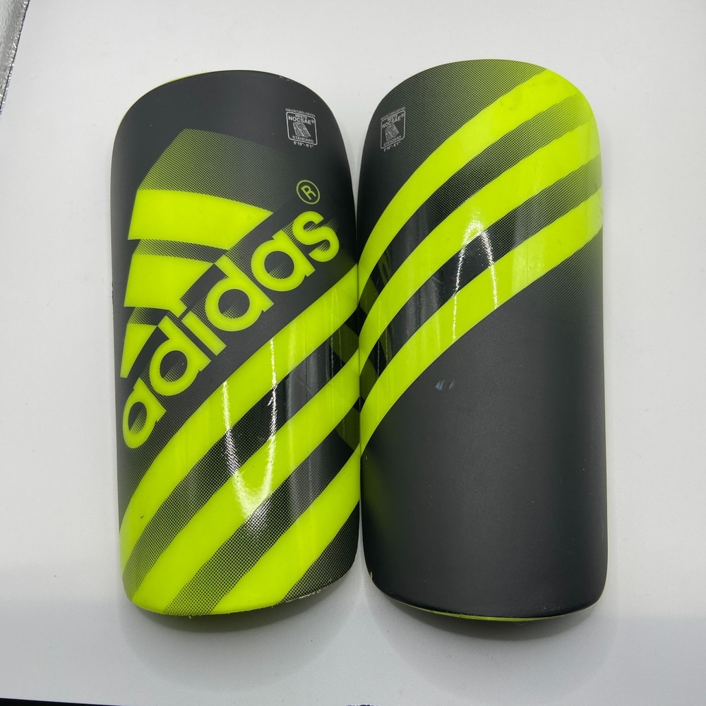 Adidas‎ Ghost Guard Soccer Shin Guard Pads NOCSAE Adult Black Neon Yellow - Pair